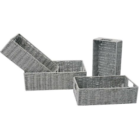 Ensemble de 4 paniers de rangement tressés empilables avec poignées (1/2)