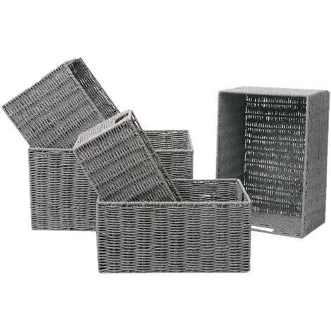 Ensemble de 5 paniers de rangement tressés empilables avec poignées (1/2)