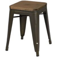 Tabouret en bois et métal design vintage LIV