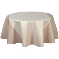 Nappe en toile cirée ronde 135 cm – Écru – 89% PVC – Résistante aux tâches et facile à nettoyer – Protection moderne pour table – Toilinux