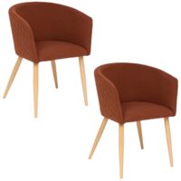 Lot de 2 fauteuils à diner en velours avec pieds clairs MARLO