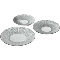 Service vaisselle en porcelaine 18 pièces – 6 assiettes plates 26,5 cm – 6 assiettes creuses 20,3 cm – Imprimé discret – Secret De Gourmet
