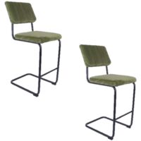 Lot de 2 Tabourets de bar cantilevers design effet velours Keen