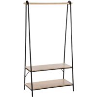 5Five Simply Smart – Portant à vêtements avec 2 étagères en bois MDF et métal – Hauteur 165 cm – Rangement moderne pour vêtements et chaussures