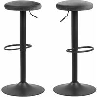 Lot de 2 tabourets de bar avec hauteur réglable en tissu et métal FINCH