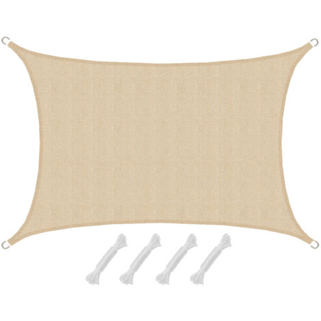UV Sonnensegel 3x2 HDPE Rechteckig Sonnenschutz Überdachung Garten Balkon Beige