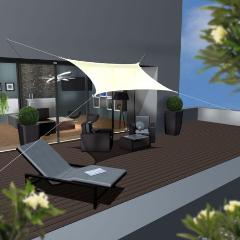 UV Sonnensegel 3x2 HDPE Rechteckig Sonnenschutz Überdachung Garten Balkon Beige
