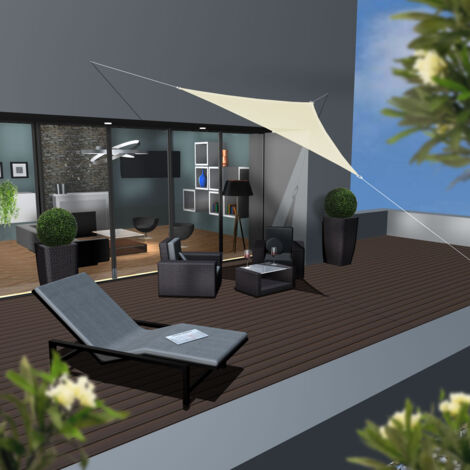 UV Sonnensegel 3x3x3 HDPE Dreieck Sonnenschutz �berdachung Balkon Garten Beige