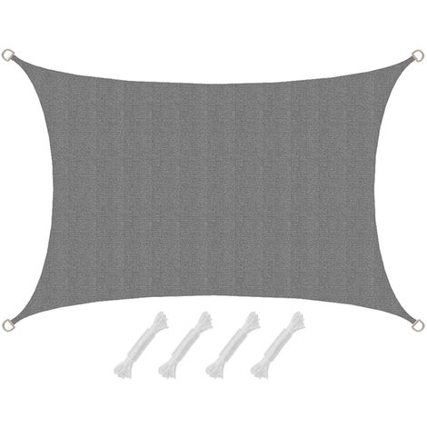 UV Sonnensegel 3x2 HDPE Rechteckig Sonnenschutz Überdachung Garten Balkon Grau