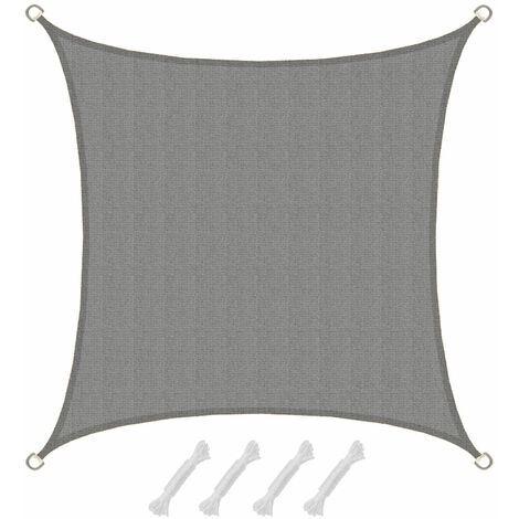 UV Sonnensegel 2x2 HDPE Quadratisch Sonnenschutz Überdachung Garten Balkon Grau