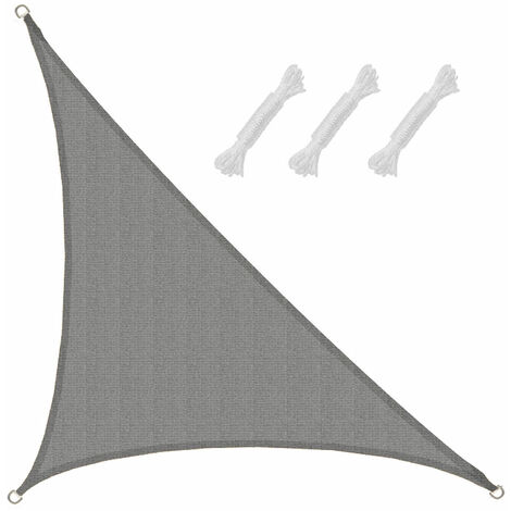 UV Sonnensegel 3,6x3,6x5,1 HDPE Dreieck Rechtwinklig Sonnenschutz Garten Grau