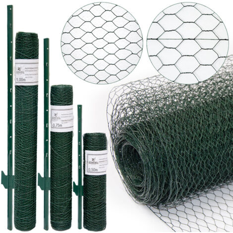 Maschendrahtzaun Set 25m x 50cm Zaun 20 Pfosten 25x25 Zaunset