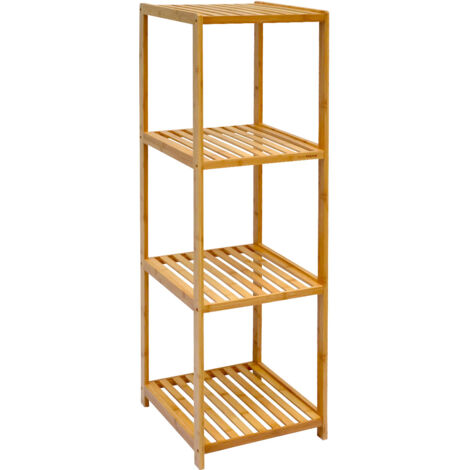 Badregal 38x39,5x124,5cm Bambus Holz Regal 4 Fächer Bad Badezimmer Standregal