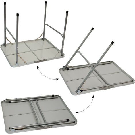 Klappbarer Campingtisch 80x60x67 cm Leichtgewicht Klapptisch Reisetisch im Kofferformat Hell Grau