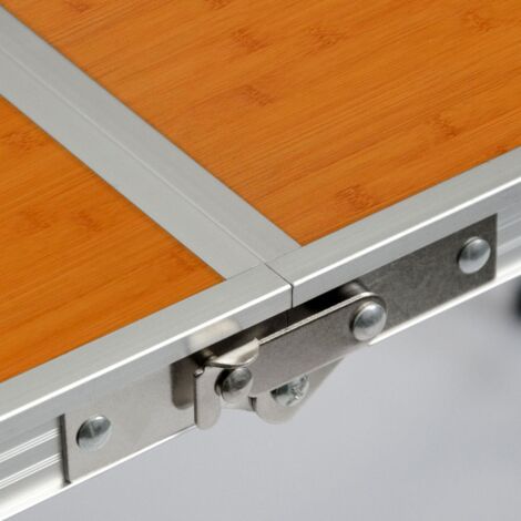 Klappbarer stabiler Campingtisch 120x60x70cm höhenverstellbar tragbar Kofferformat Aluminium Bambus