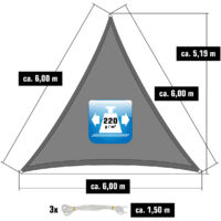 sonnensegel dreieck 6x6x6