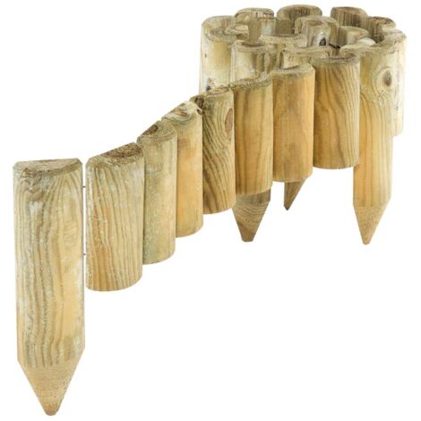 Rowlinson Easy Fix spiked border roll pack of 2 – 150mm height – Natural timber finish – No fixing pegs required – Pressure treated against rot (1/2)
