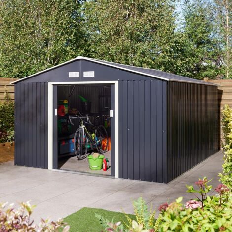 Rowlinson Trentvale 10X12 Apex Metal Shed Dark Grey