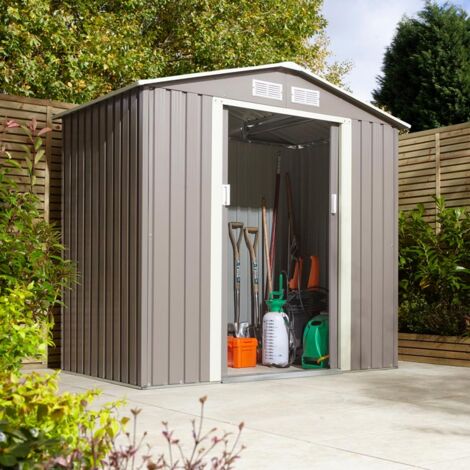 Rowlinson Trentvale 6X4 Metal Apex Shed - Light Grey