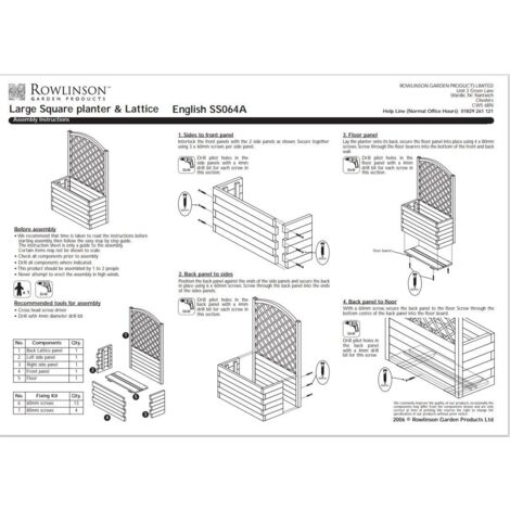 Rowlinson Rectangular Planter & Lattice