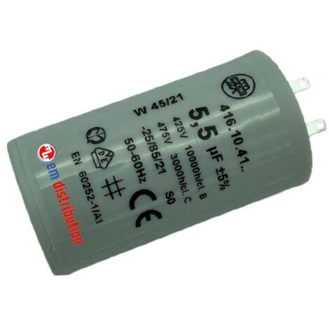 Ducati Energia – Condensateur 5,5µF pour moteur de volet roulant 20 Nm – Cosses Faston 2,8 mm – Durée de vie 10 000 heures – Compatible Simu et Somfy