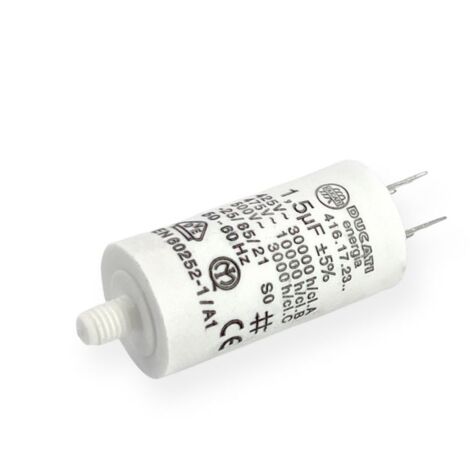 Ducati Energia – Condensateur permanent 1,5µF à cosses – Ø28mm x 55mm – Compatible moteurs 220V et pompes – Durée de vie 10.000 heures