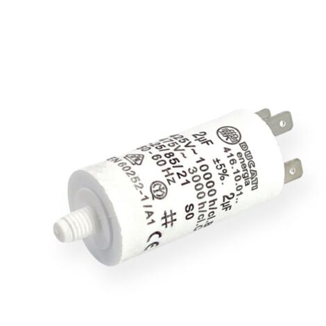 Ducati Energia – Condensateur permanent 2µF – Double cosses Faston 6.3 mm – Ø28x55mm – 10 000 heures de durée de vie – Compatible moteurs 220V