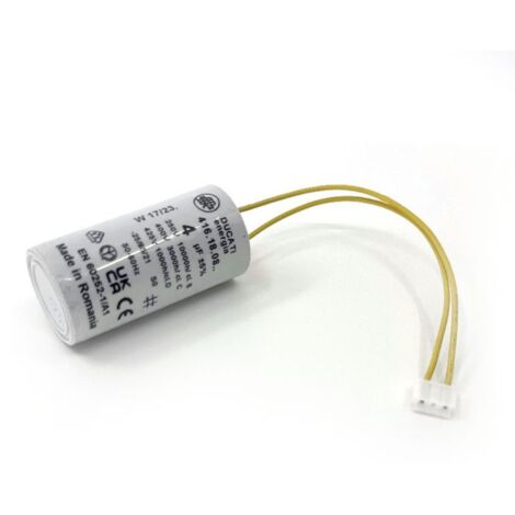 Ducati Energia – Condensateur 4µF pour moteur Bubendorff – Longueur 50 mm – Durée de vie 10 000 heures – Connecteur d'origine