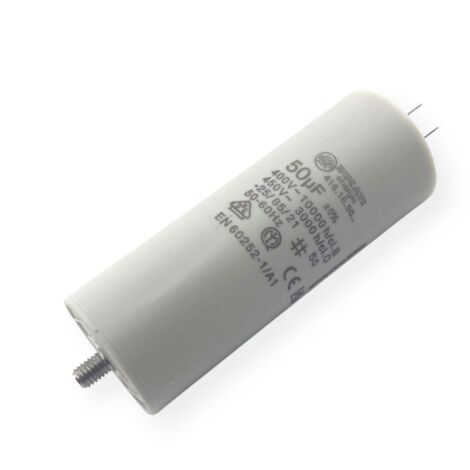 Ducati Energia – Condensateur permanent 50µF – Ø45x117mm – Double cosses Faston 6.3mm – Compatible moteurs 220V – Durée de vie 10.000 heures