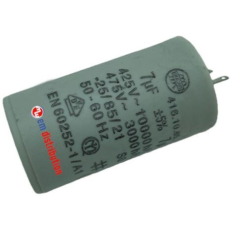 Ducati Energia – Condensateur 7µF pour moteur de volet roulant 35 Nm – Cosses Faston 2.8 mm – Longueur 56 mm – Durée de vie 10 000 heures