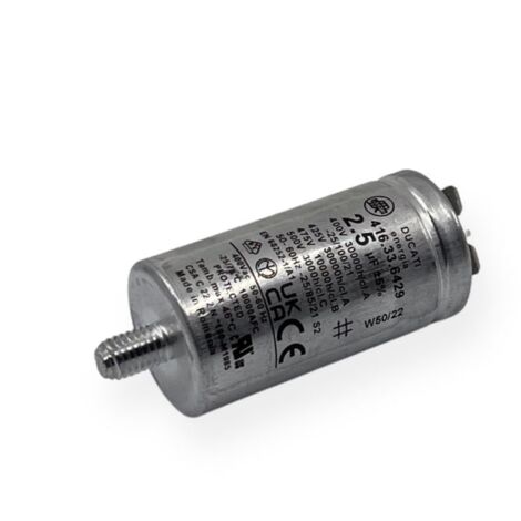 Ducati Energia – Condensateur permanent aluminium 2,5µF – Cosses Faston simple 6.3mm – Ø30x60mm – Durée de vie 30,000 heures – Remplacement moteur 220V
