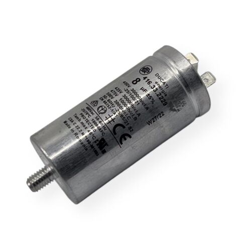 Ducati Energia – Condensateur permanent aluminium 8µF à cosses faston simple – Ø35x72mm – Compatible sèche-linge AEG, Bosch, Electrolux, Siemens (1/2)
