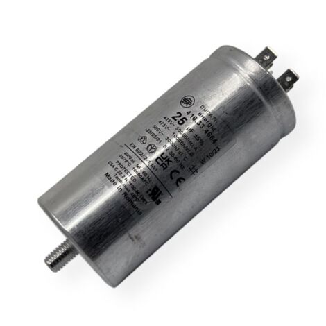 Ducati Energia – Condensateur permanent aluminium 25µF – Cosses faston double – Ø45x98mm – Compatible moteurs 220V – Durée de vie 30,000 heures