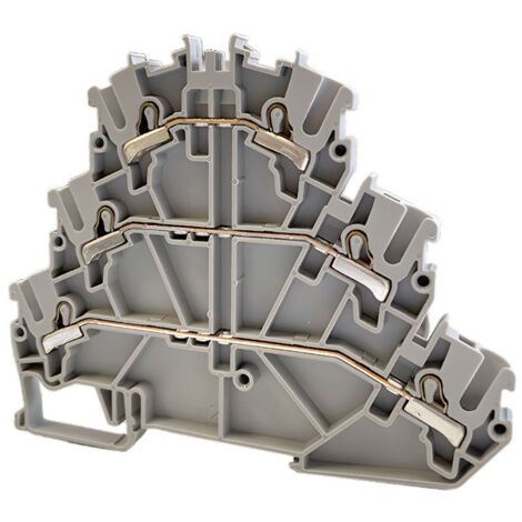 Borne de jonction trois étages à ressort 2,5mm² - pas 5mm - grise - type PushFit - IMO (1/2)