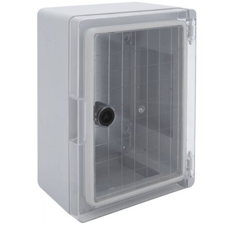 Em Distribution – Coffret électrique ABS 330x250x130 étanche IP65 – Résistance chocs IK10 – Porte transparente – Plaque de fond fournie