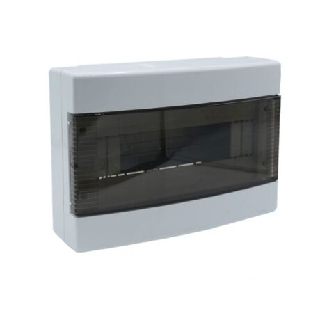 Em Distribution – Tableau de distribution 12 modules 190x275x90mm IP40 – Porte transparente fumée – Résistance aux chocs IK8 – Enveloppe en plastique ABS