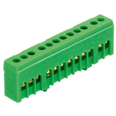 Bornier de terre isolé vert 12 bornes pour câble de 1,5 à 16mm² - rail DIN - MOREK