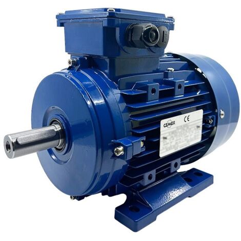 Cemer – Moteur électrique triphasé 1,5KW 230/400V – Vitesse 1400Tr/min – Hauteur d'axe 90mm – Indice de protection IP55 – Alu