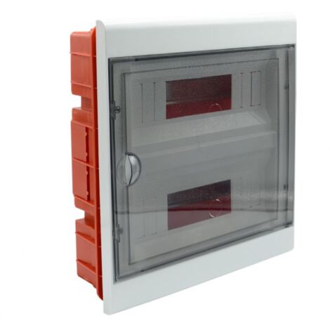 Em Distribution – Coffret électrique encastrable pour maçonnerie 350x310x90mm – IP40 étanche – 2 rangées de 12 modules – Résistant aux chocs IK8