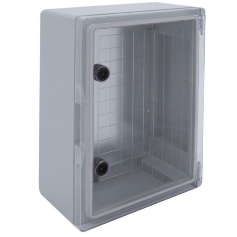 Em Distribution – Coffret électrique ABS 500x350x195 mm étanche IP65 – Résistance chocs IK10 – Porte transparente avec serrure – Plaque de fond incluse