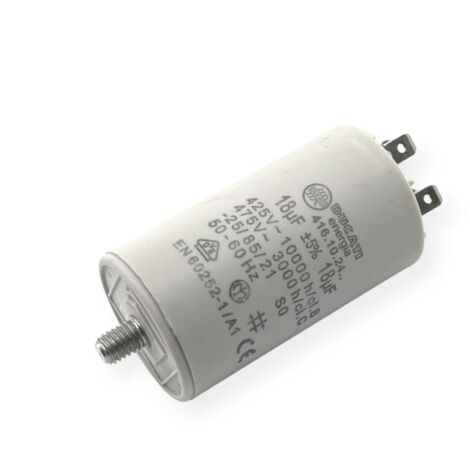 Ducati Energia – Condensateur permanent 18µF double cosses Faston 6.3mm – Ø40x70mm – 10.000 heures classe B – Compatible moteurs 220V