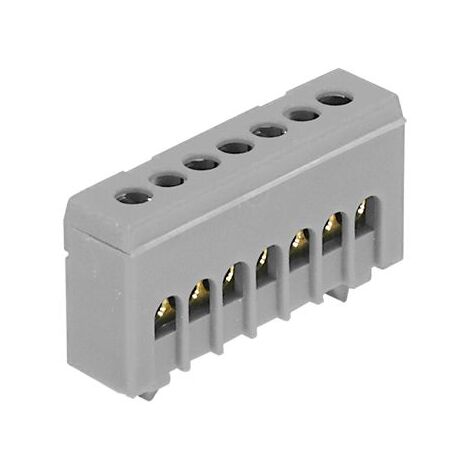 Bornier de phase isolé gris 7 bornes pour câble 1,5 à 16mm² – Rail DIN pour installation électrique – Connexion à vis