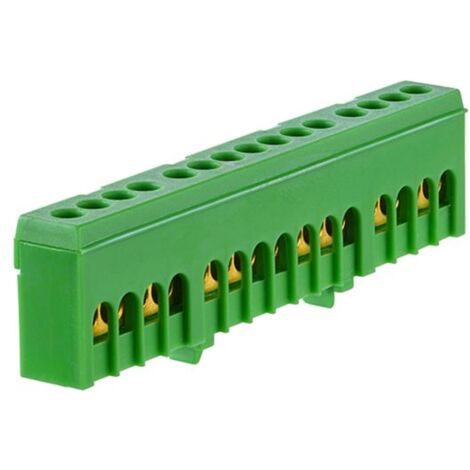 Bornier de terre isolé vert 15 bornes pour câble de 1,5 à 16mm² - rail DIN - MOREK