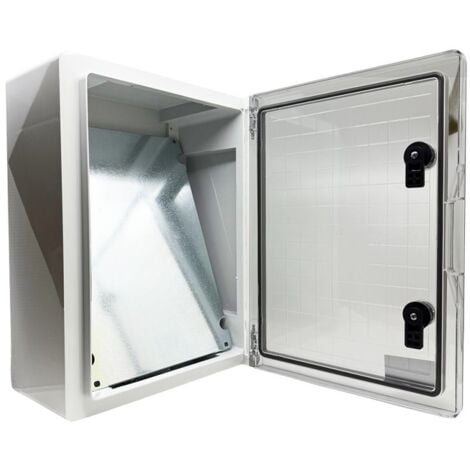 Coffret électrique ABS 400x300x165 étanche IP65 - Porte transparente - avec plaque de fond