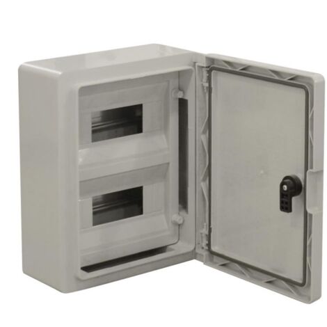 Em Distribution – Coffret électrique nu 18 modules 330x250x130mm – Étanche IP65 – Résistant aux chocs IK10 – Porte pleine avec serrure triangulaire