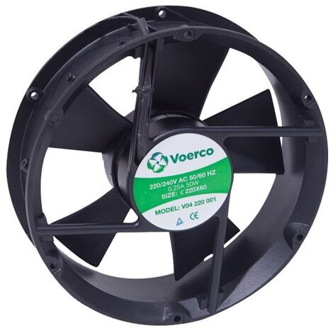 Em Distribution – Ventilateur axial 230Vac Ø220x60 – Débit d'air 650m3/h – Puissance 48W – Refroidissement armoires électriques (1/2)