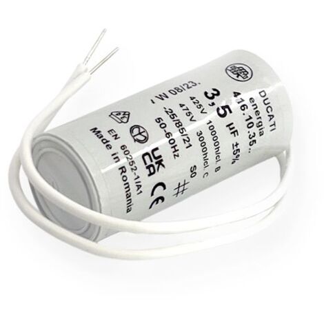 Ducati Energia – Condensateur permanent 3.5µF – Ø25x55mm – Fond plat – Compatible moteurs monophasés 220V et pompes à eau – Durée de vie 10.000 heures