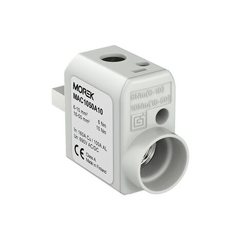 Connecteur alu cuivre 6 à 50mm² 690V – Connexion par le haut – Pour disjoncteurs et interrupteurs – Performance optimale
