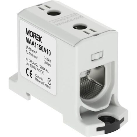 Bloc de jonction alu cuivre gris 25 à 150mm² – Tension 1000V AC/DC – Rail DIN pour installation électrique professionnelle