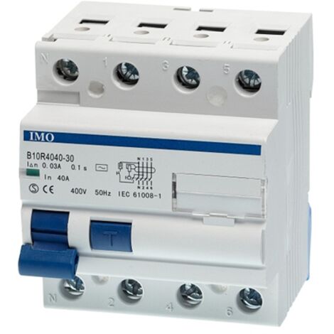 Interrupteur différentiel triphasé 300mA 63A Type AC – 10kA – Bornes de connexion 25mm² – Protection contre chocs électriques – IMO